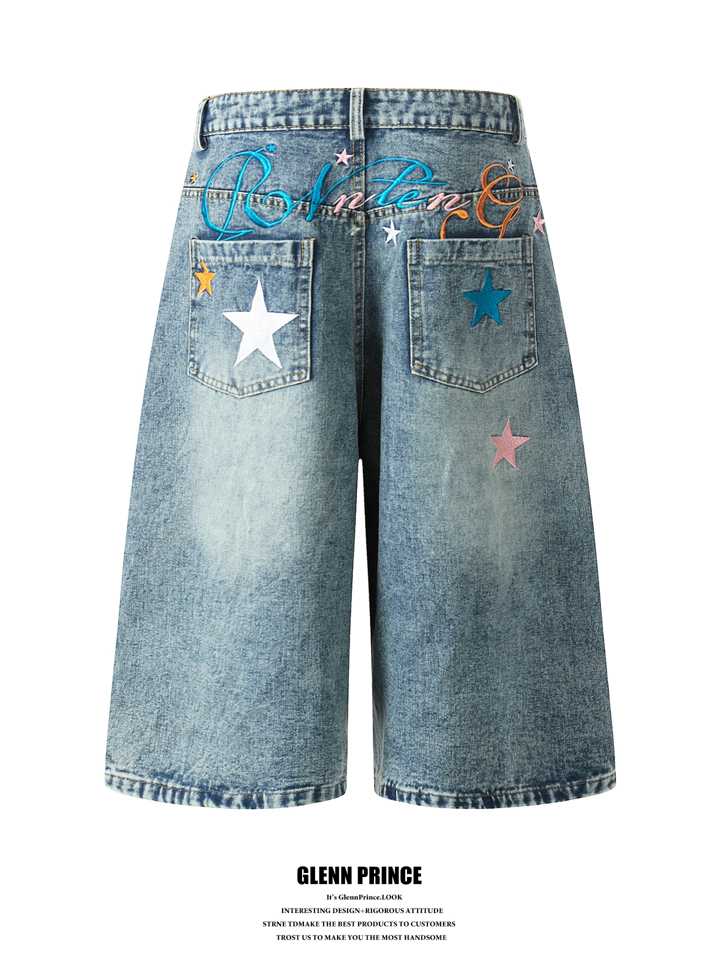 GPstudio American Retro Star Letter Embroidery Jeans Shorts Men Summer Lazy Loose Fit Seven-Quarter Middle Pants
GPstudio American Retro Star Letter Embroidery Jeans Shorts Men Summer Lazy Loose Fit Seven-Quarter Middle Pants