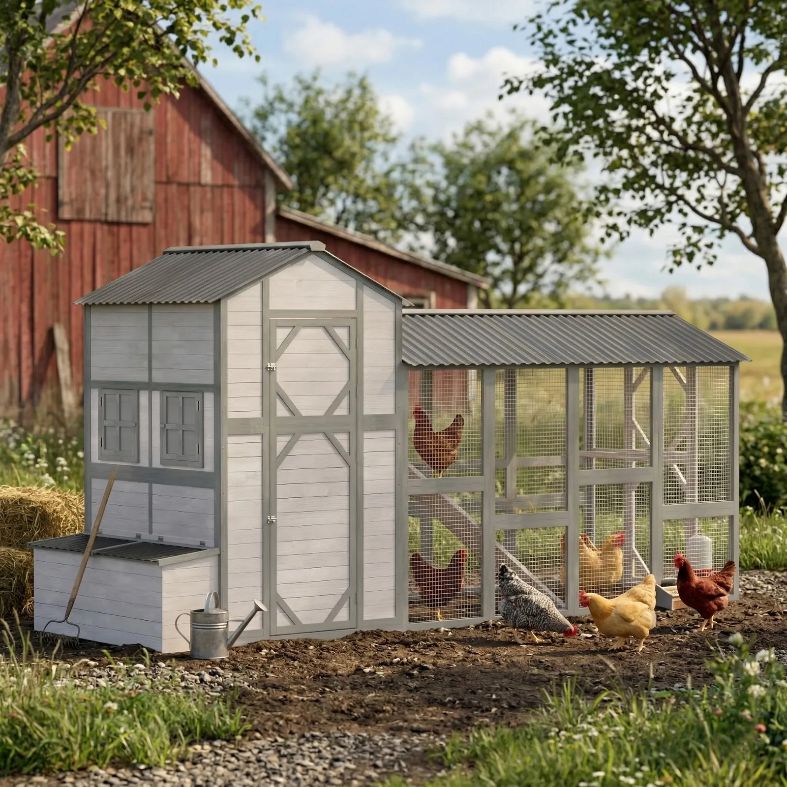 147" Extra Large Chicken Coop, Wooden Hen House for 8-10 Hens
147" Extra Large Chicken Coop, Wooden Hen House for 8-10 Hens