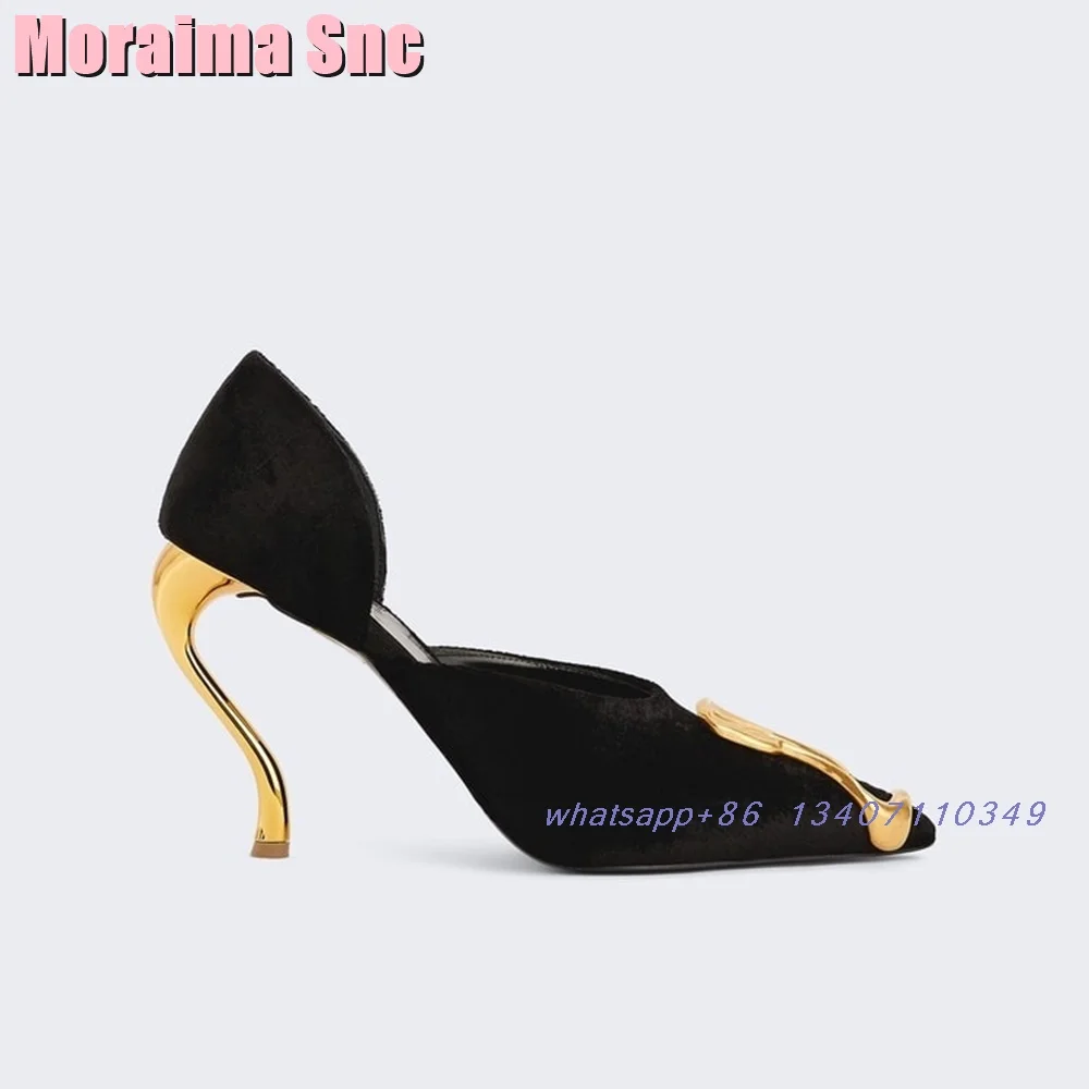 Strange Heel Metal Pointed Toe Sandals Shallow Slip On Suede Leather Black Solid Sexy Fashion Women's Dress Shoes Summer Banquet
Strange Heel Metal Pointed Toe Sandals Shallow Slip On Suede Leather Black Solid Sexy Fashion Women's Dress Shoes Summer Banquet