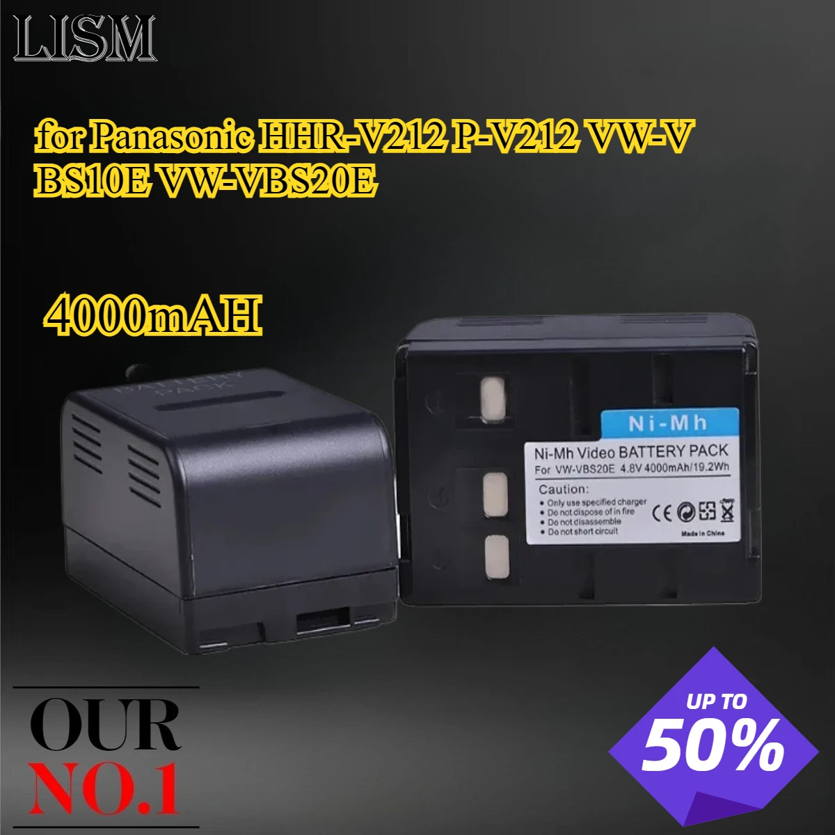 4000mAh Rechargeable Ni-MH Battery for Panasonic HHR-V212 P-V212 VW-VBS10E VW-VBS20E VSB0200 P-V211 NV-VX10 RX11EG R500EN 19.2Wh
4000mAh Rechargeable Ni-MH Battery for Panasonic HHR-V212 P-V212 VW-VBS10E VW-VBS20E VSB0200 P-V211 NV-VX10 RX11EG R500EN 19.2Wh