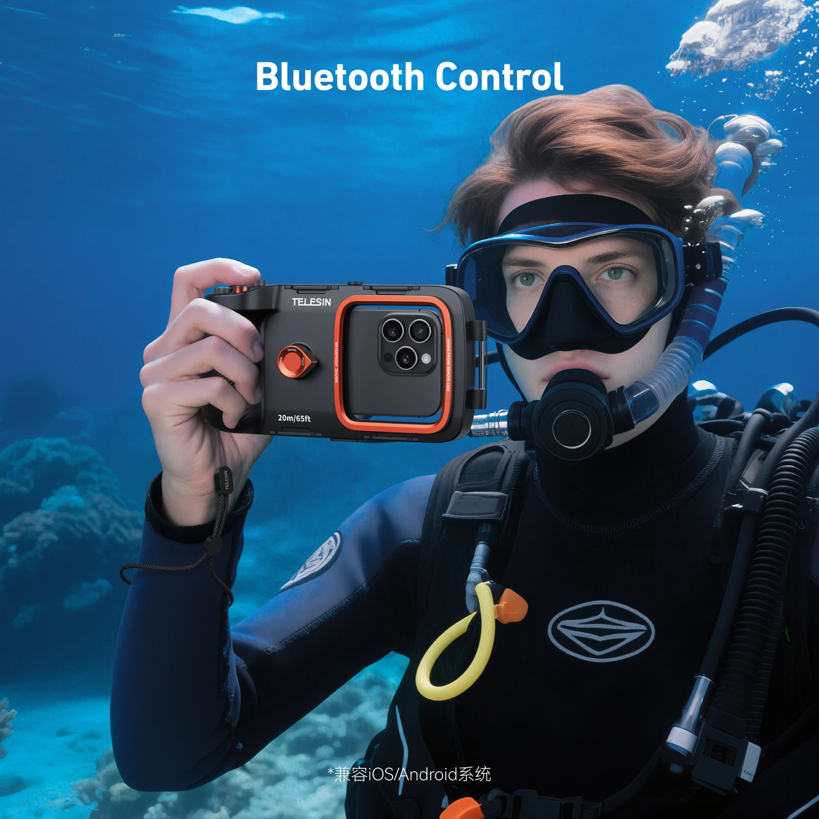 TELESIN Professional 20m/65ft Diving Surfing Swimming Snorkeling Photo Video Bluetooth Waterproof Case for IPhone Samsung Huawei
TELESIN Professional 20m/65ft Diving Surfing Swimming Snorkeling Photo Video Bluetooth Waterproof Case for IPhone Samsung Huawei