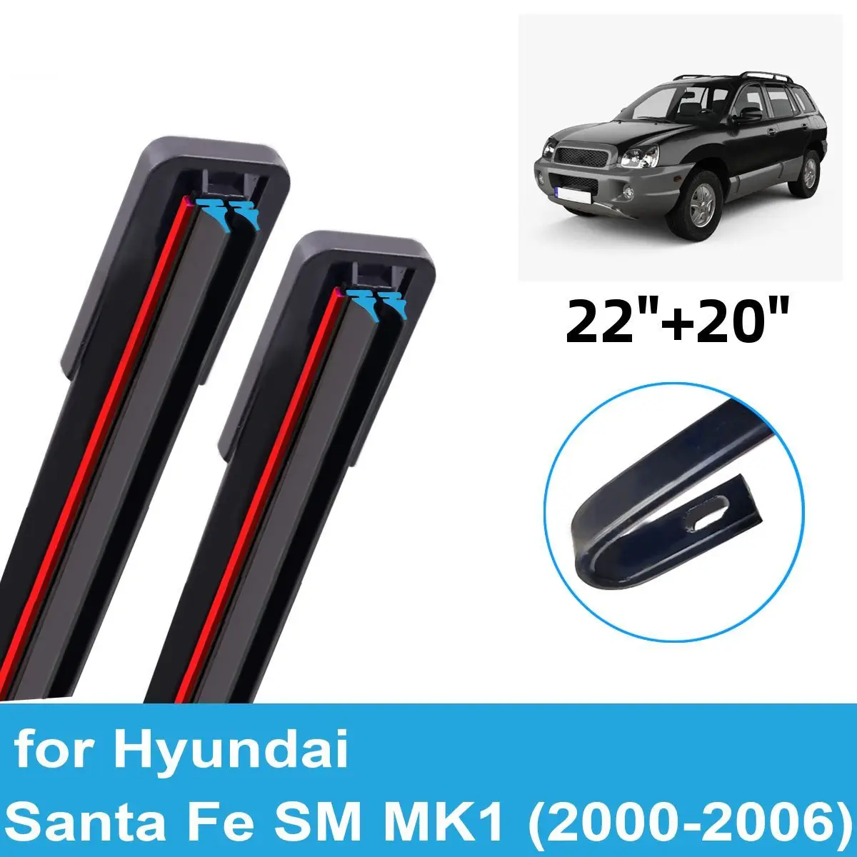 2PCS Car Wiper Blades for 2000-2006 Hyundai Santa Fe SM MK1 Front Windscreen Windshield Double Rubber Car Accessories 2005 2006
2PCS Car Wiper Blades for 2000-2006 Hyundai Santa Fe SM MK1 Front Windscreen Windshield Double Rubber Car Accessories 2005 2006