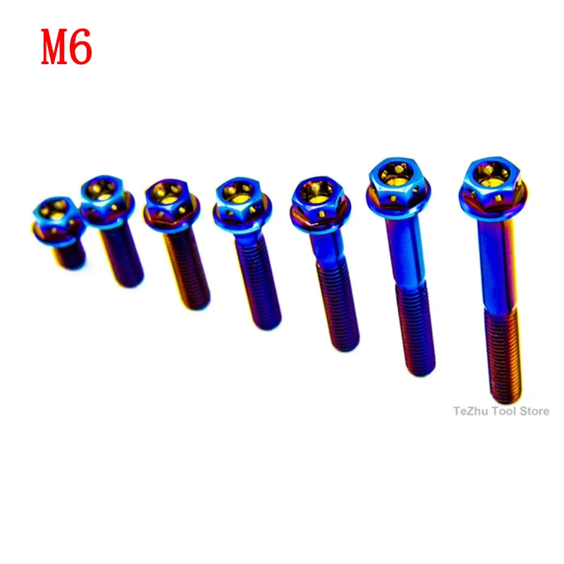 1Pcs M6x10/15/20/25/30/35/40/45/50/60mm Titanium Bolt Flange Hex Head Screws For Bicycle Motorcycle Car Blue Silver
1Pcs M6x10/15/20/25/30/35/40/45/50/60mm Titanium Bolt Flange Hex Head Screws For Bicycle Motorcycle Car Blue Silver