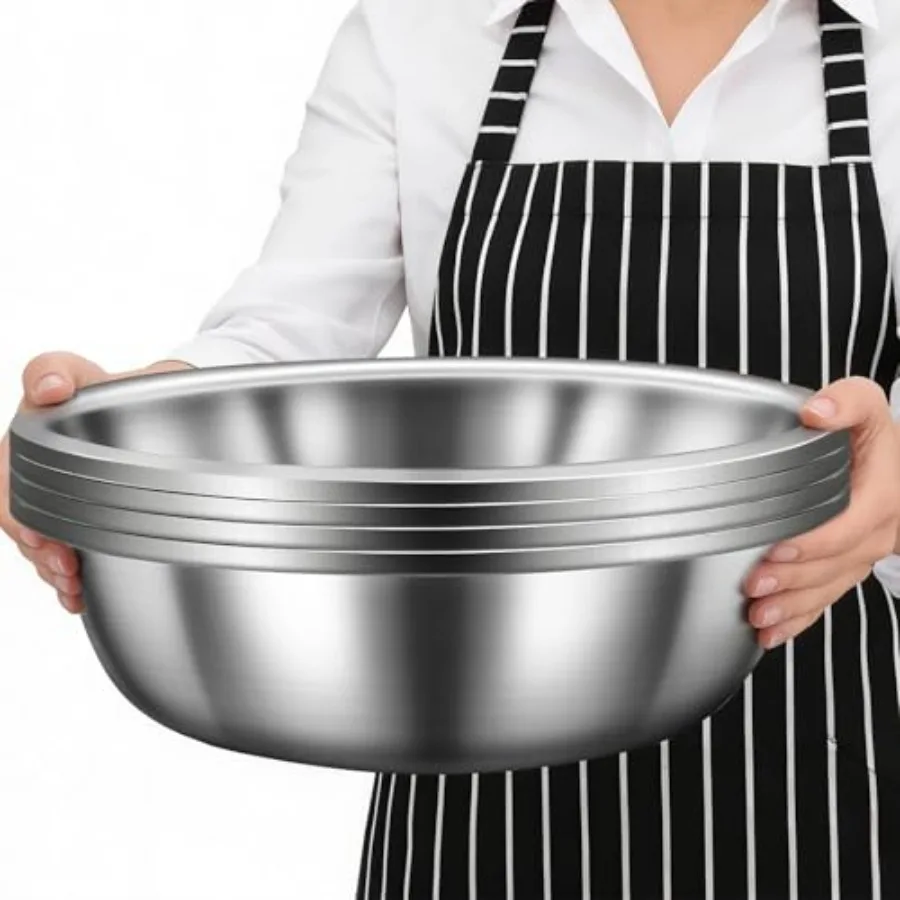 4 Pack 13 Qt 304 Stainless Steel Mixing Bowls with Flat Base, Polished Mirror Finish, Silver, for Home or Commercial Baking, Mi
4 Pack 13 Qt 304 Stainless Steel Mixing Bowls with Flat Base, Polished Mirror Finish, Silver, for Home or Commercial Baking, Mi