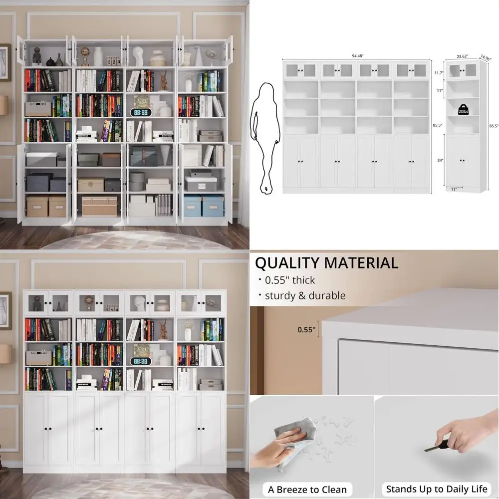 85.5 Inch Tall Bookshel with Do- 7 Tier Bookcase with Glass Doand Der, 23.6" Wide Storage Cabinet with Open Shelves or Living Ro
85.5 Inch Tall Bookshel with Do- 7 Tier Bookcase with Glass Doand Der, 23.6" Wide Storage Cabinet with Open Shelves or Living Ro
