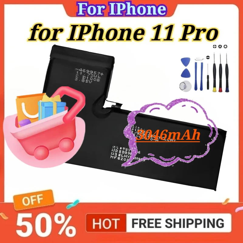 3046mAh for IPhone 11 Pro Mobile Phone Battery High-quality Replacement Battery+Free Tools
3046mAh for IPhone 11 Pro Mobile Phone Battery High-quality Replacement Battery+Free Tools