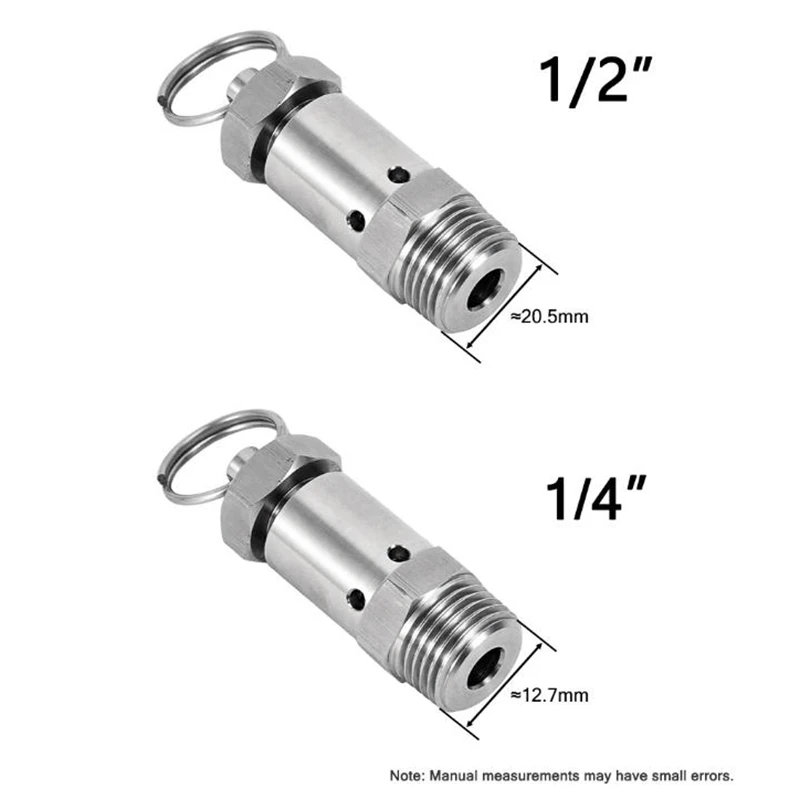 304 Stainless Steel Safety Relief Valve Adjustable 0.5-10 bar 1/4"-1/2" BSPT Air Compressor Cooling
304 Stainless Steel Safety Relief Valve Adjustable 0.5-10 bar 1/4"-1/2" BSPT Air Compressor Cooling