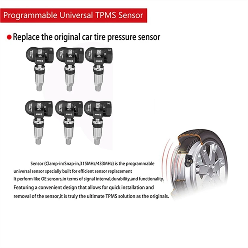 6Pcs Programmable Maxitpms Tire Pressure Sensor For Autel Tool TS408 TS508 ITS600 315MHZ+433Mhz 2 In 1 MX Sensor Monitor
6Pcs Programmable Maxitpms Tire Pressure Sensor For Autel Tool TS408 TS508 ITS600 315MHZ+433Mhz 2 In 1 MX Sensor Monitor
