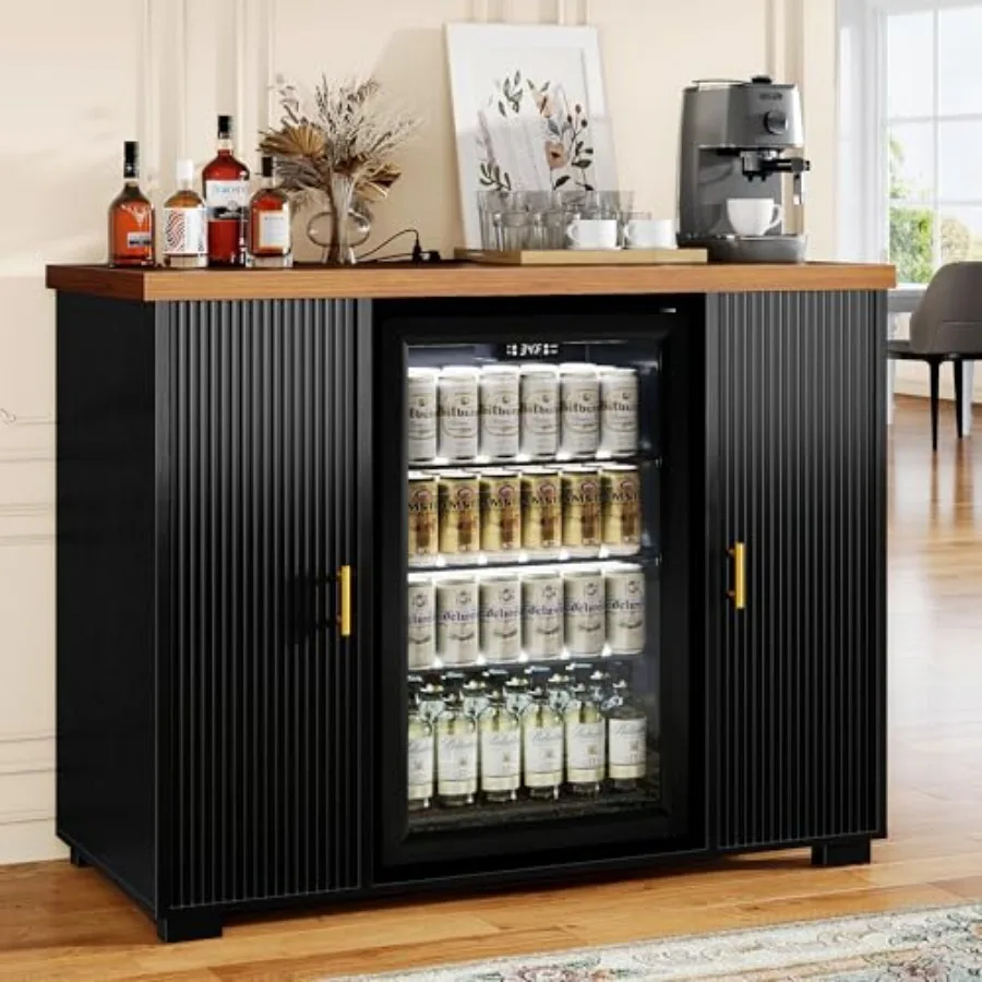 Fluted Coffee Bar Cabinet with Fridge Space and Charging Station, 47" Mini Fridge Cabinet with Storage, Liquor Wine Bar Cabinet
Fluted Coffee Bar Cabinet with Fridge Space and Charging Station, 47" Mini Fridge Cabinet with Storage, Liquor Wine Bar Cabinet
