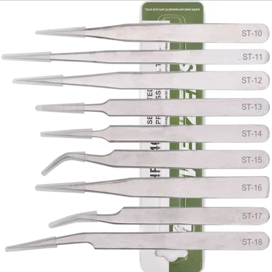Green Package ST - 10 11 12 13 14 15 16 17 18 Silver Nipper 1.5mm 201 Stainless Steel Tweezers Repair Tools 120pcs/lot
Green Package ST - 10 11 12 13 14 15 16 17 18 Silver Nipper 1.5mm 201 Stainless Steel Tweezers Repair Tools 120pcs/lot
