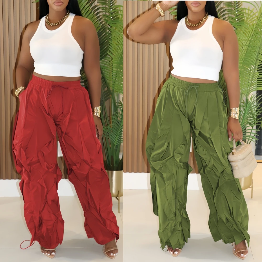 HLJ Casual Ruched Patchwork Loose Pants Woman Solid Color High Waist Drawstring Wide-leg Pants Female Streetwear Bottoms New
HLJ Casual Ruched Patchwork Loose Pants Woman Solid Color High Waist Drawstring Wide-leg Pants Female Streetwear Bottoms New