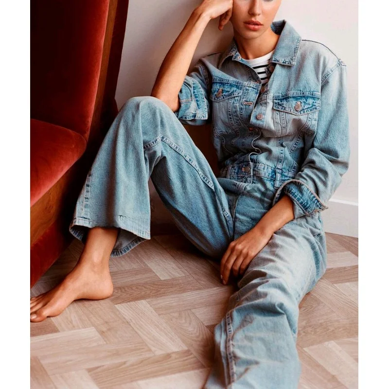 Spring New Arrival Long Sve Long Straight Leg Denim Rer High Waist Overalls with kets And Stand Collar Drapey Fabric
Spring New Arrival Long Sve Long Straight Leg Denim Rer High Waist Overalls with kets And Stand Collar Drapey Fabric