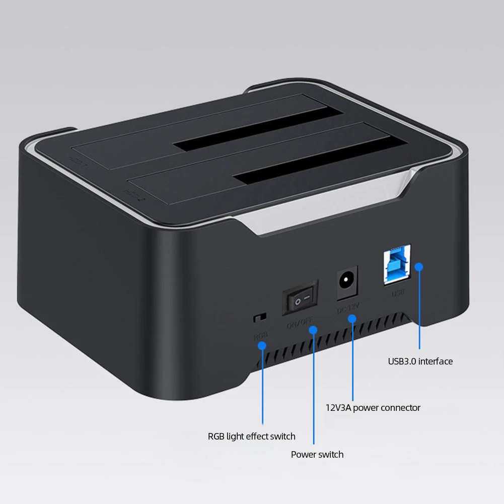 Dual-bay Hard Drive Station USB3.0 External Hard Drive Docking 12V 3A Power Adapter HDD Enclosure for 2.5/3.5 Inch SATA HDD/SSD
Dual-bay Hard Drive Station USB3.0 External Hard Drive Docking 12V 3A Power Adapter HDD Enclosure for 2.5/3.5 Inch SATA HDD/SSD