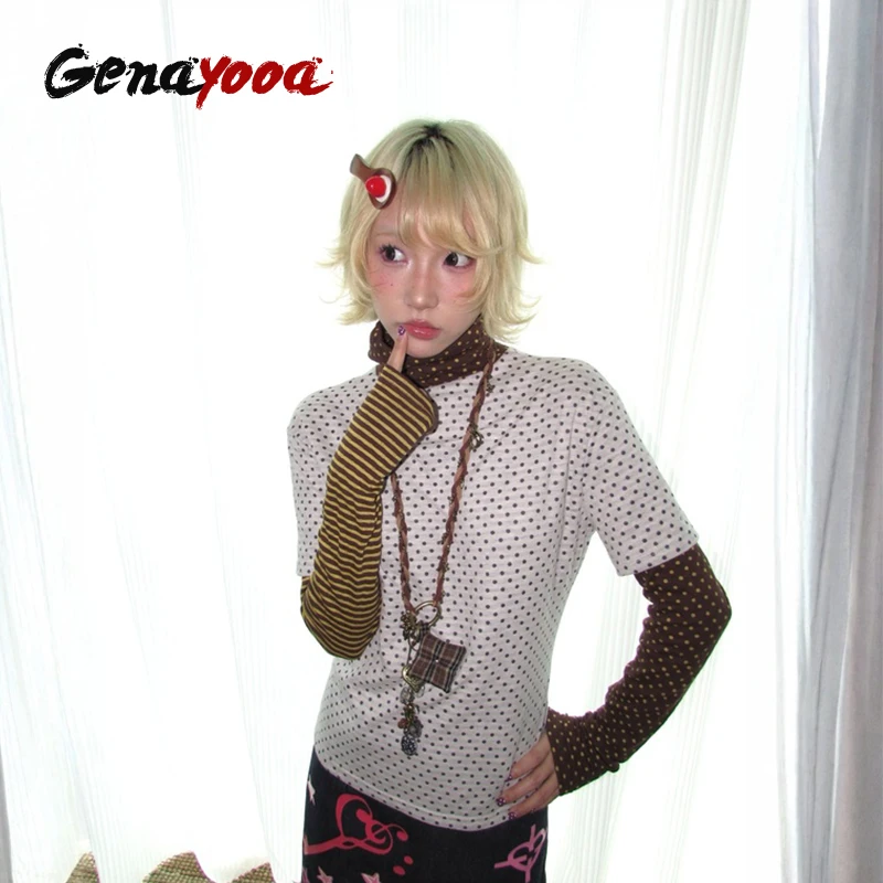 Genayooa Y2k Japanese T-shirt Women Long Sleeve Patchwork Turtleneck Fake Two Pieces Tops Korean Style Vintage Grunge Tops Tee
Genayooa Y2k Japanese T-shirt Women Long Sleeve Patchwork Turtleneck Fake Two Pieces Tops Korean Style Vintage Grunge Tops Tee