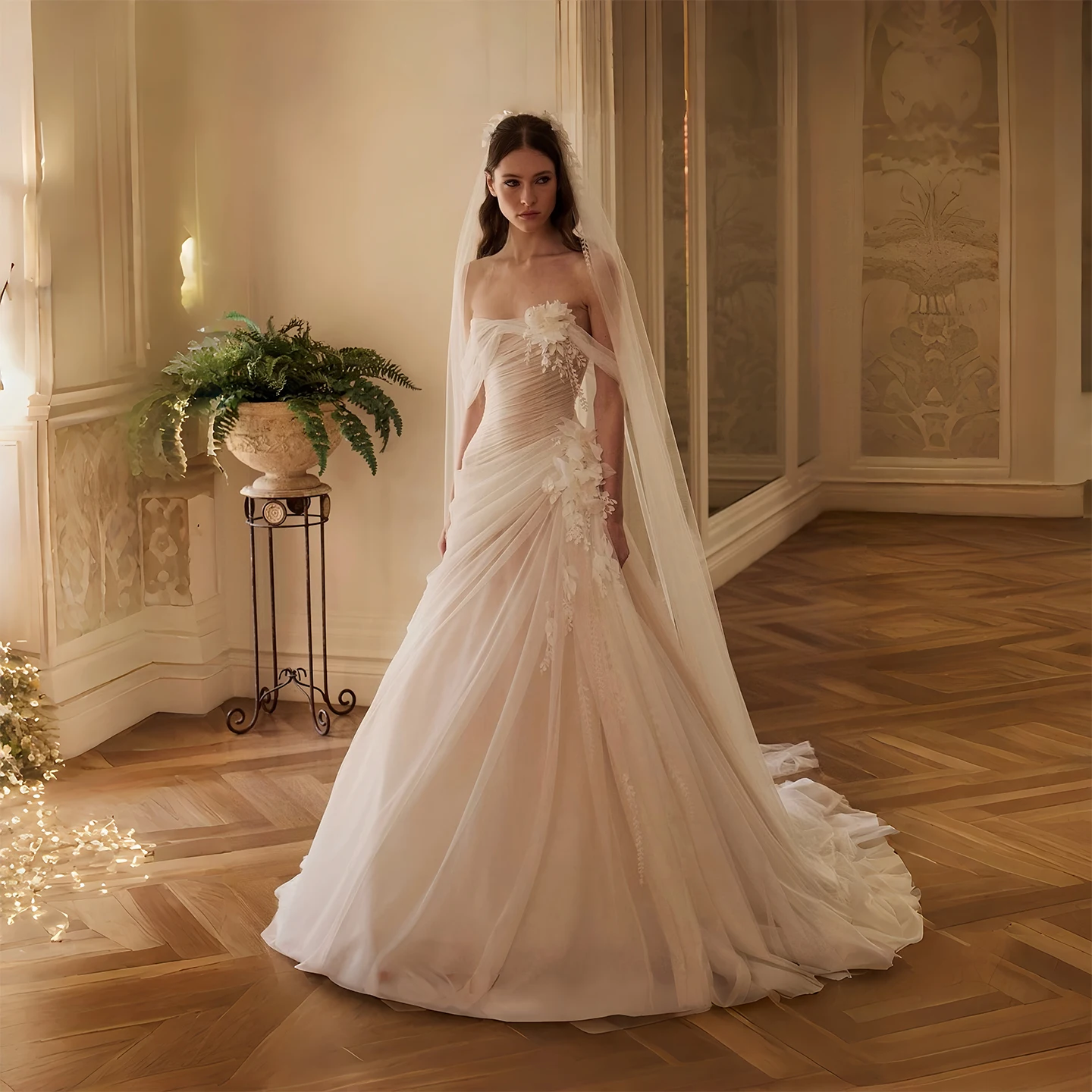 Sharon Said Off Shoulder Wedding Dress With 3D Floral Appliques Lace Long Train Princess Bridal Gown SW232 Customized
Sharon Said Off Shoulder Wedding Dress With 3D Floral Appliques Lace Long Train Princess Bridal Gown SW232 Customized