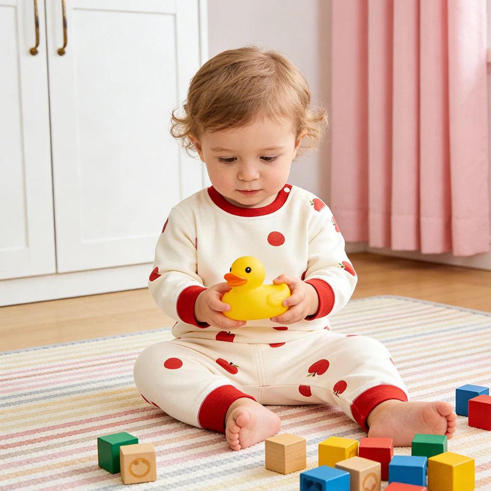 Baby Spring and Autumn Rice White Red Apple Pattern Cute and Cute Long sleeved Clothes Home Clothes Two piece Set
Baby Spring and Autumn Rice White Red Apple Pattern Cute and Cute Long sleeved Clothes Home Clothes Two piece Set