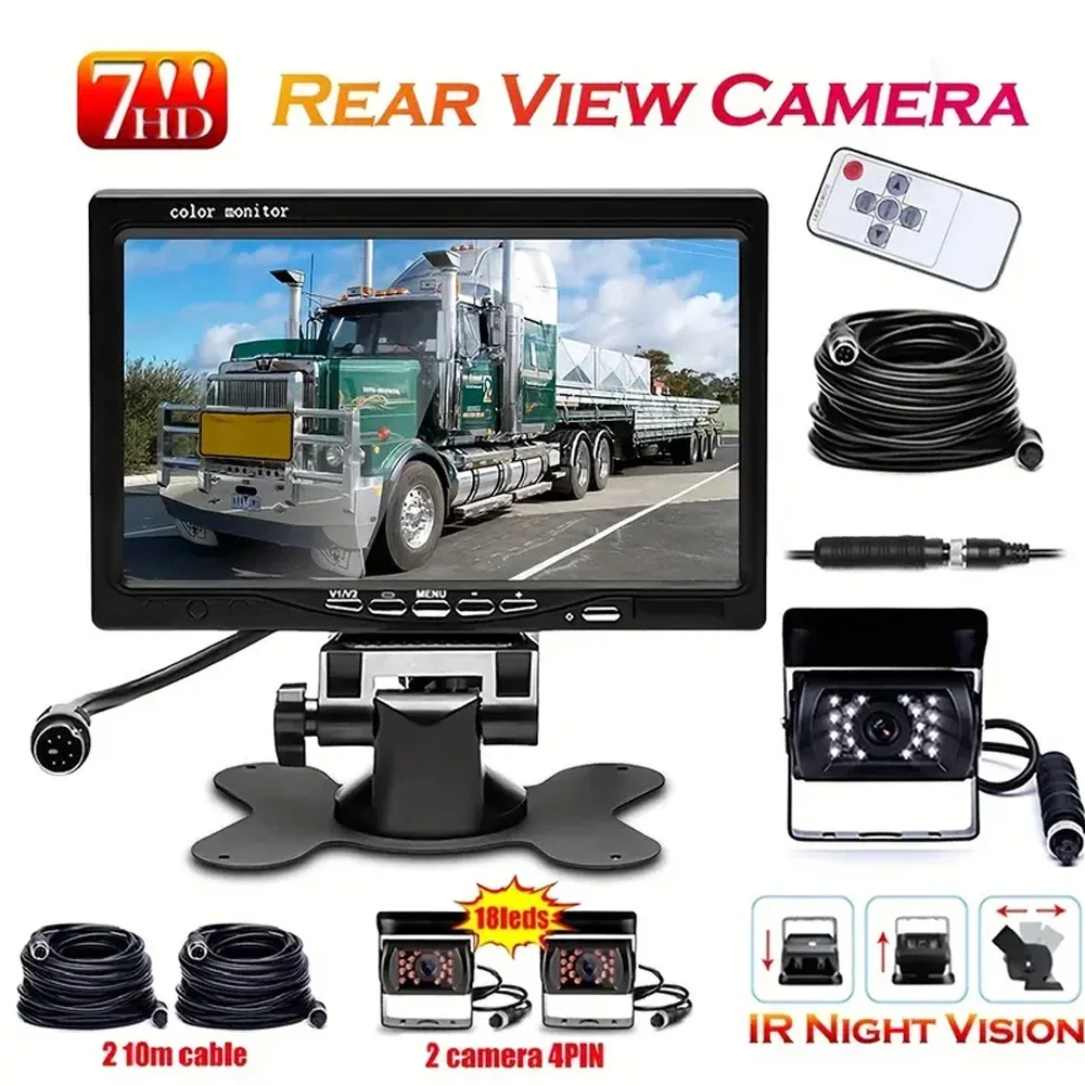 7" LCD Display Car Rear View Monitor 4-pin Connector Vehicle Reverse Backup Camera For RV Caravan Trailers Campers Bus
7" LCD Display Car Rear View Monitor 4-pin Connector Vehicle Reverse Backup Camera For RV Caravan Trailers Campers Bus