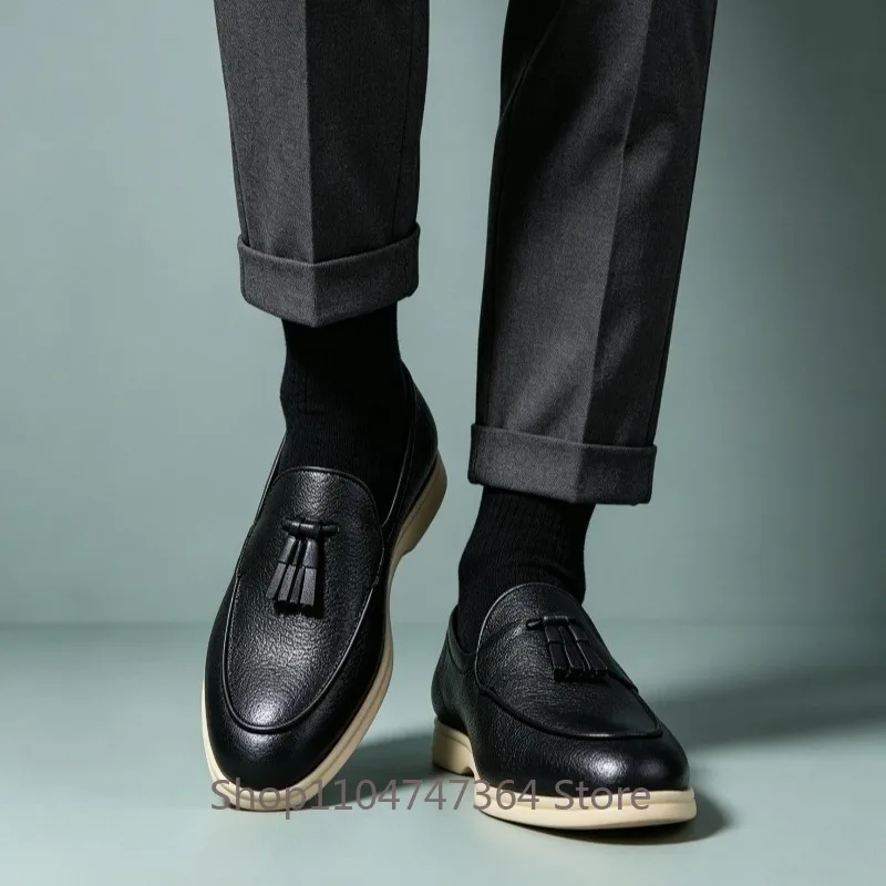 Men's Black Genuine Leather Loafers Business Casual Slip on Tassel High-end Dress Work Handmade Leather Shoes Male Designer
Men's Black Genuine Leather Loafers Business Casual Slip on Tassel High-end Dress Work Handmade Leather Shoes Male Designer
