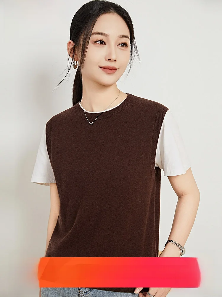 00% Pure Wool Knitted Vest round Ne Svel Women's Faion Soft Straight Cut Commute Sle Color New Autumn Top
00% Pure Wool Knitted Vest round Ne Svel Women's Faion Soft Straight Cut Commute Sle Color New Autumn Top