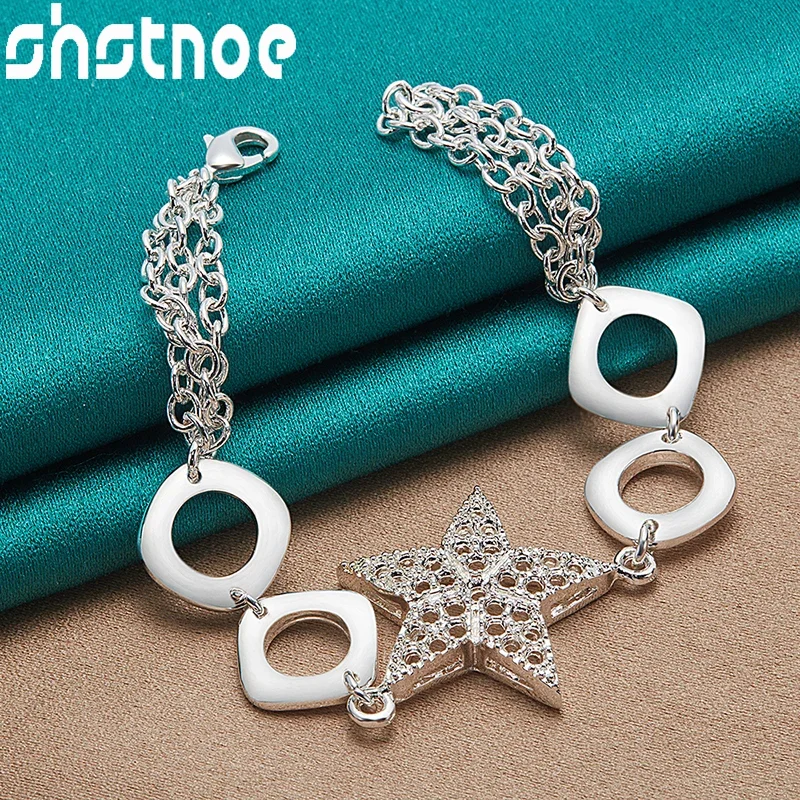 SHSTONE 925 Sterling Silver Hollow Star Square Bracelets For Women Fashion Charm Jewelry Birthday Engagement Party Accessories
SHSTONE 925 Sterling Silver Hollow Star Square Bracelets For Women Fashion Charm Jewelry Birthday Engagement Party Accessories
