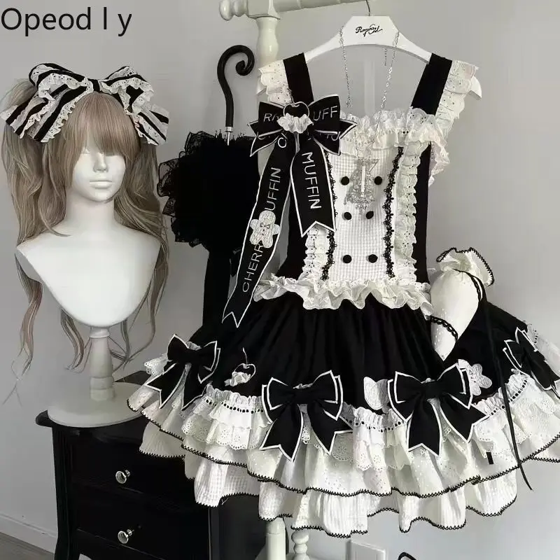 Sweet and Cute Black and White Bow Lolita Jsk Dress Women 2026 Summer New Lolita Birthday Party Cake Fluffy Princess Dress
Sweet and Cute Black and White Bow Lolita Jsk Dress Women 2026 Summer New Lolita Birthday Party Cake Fluffy Princess Dress