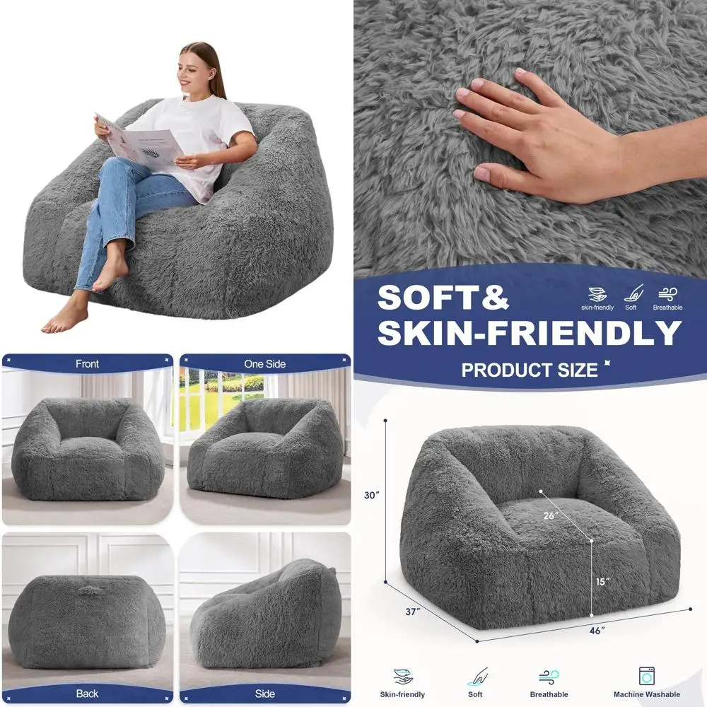 Кресло-мешок для взрослых с наполнителем из пены с эффектом памяти для спальни или гостиной - серый плюш
Кресло-мешок для взрослых с наполнителем из пены с эффектом памяти для спальни или гостиной - серый плюш