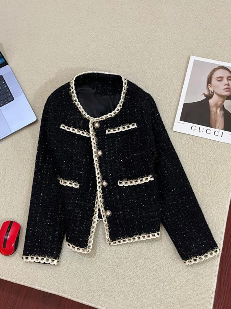 Jmprs Элегантная тонкая черная твидовая куртка женская винтажная милая куртка с длинным рукавом осень-зима корейские повседневные женские топы с круглым вырезом в стиле ретро
Jmprs Элегантная тонкая черная твидовая куртка женская винтажная милая куртка с длинным рукавом осень-зима корейские повседневные женские топы с круглым вырезом в стиле ретро