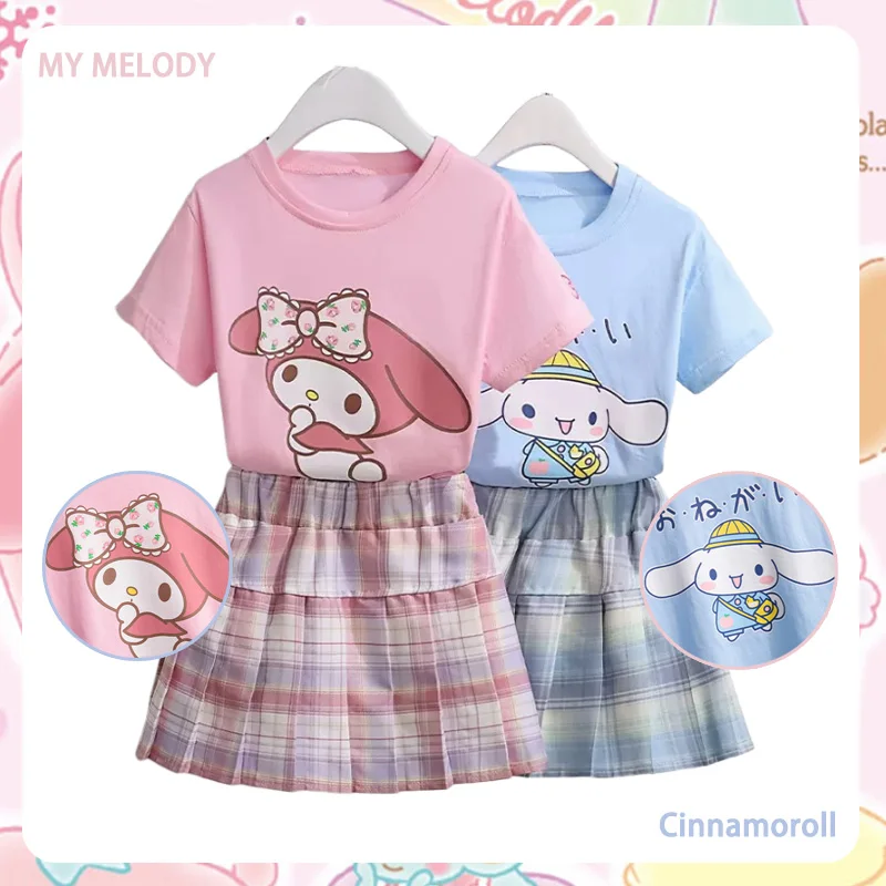 Sanrio MyMelody Cinnamoroll Summer Dress For Teenagers Cartoon Kawaii Girl Clothes T-Shirt+Plaid Skirt 2pcs Kids Uniform Outfits
Sanrio MyMelody Cinnamoroll Summer Dress For Teenagers Cartoon Kawaii Girl Clothes T-Shirt+Plaid Skirt 2pcs Kids Uniform Outfits
