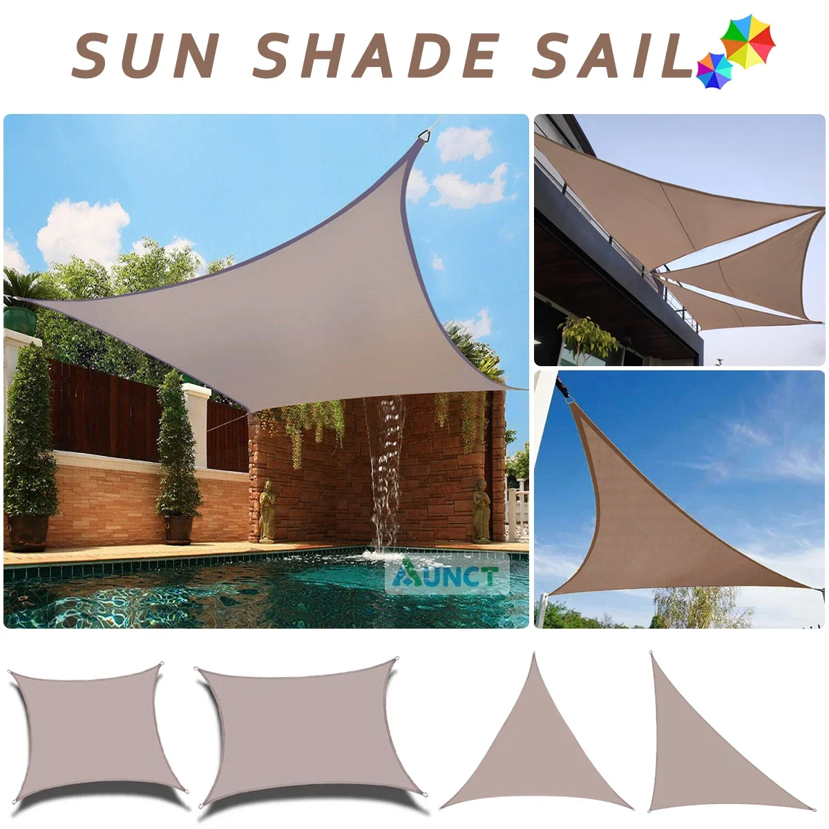 Khaki All size Waterproof Sun Shade Sail Square Rectangle Triangle Garden Terrace Canopy Pool Shade Camp Hiking Yard Awning
Khaki All size Waterproof Sun Shade Sail Square Rectangle Triangle Garden Terrace Canopy Pool Shade Camp Hiking Yard Awning
