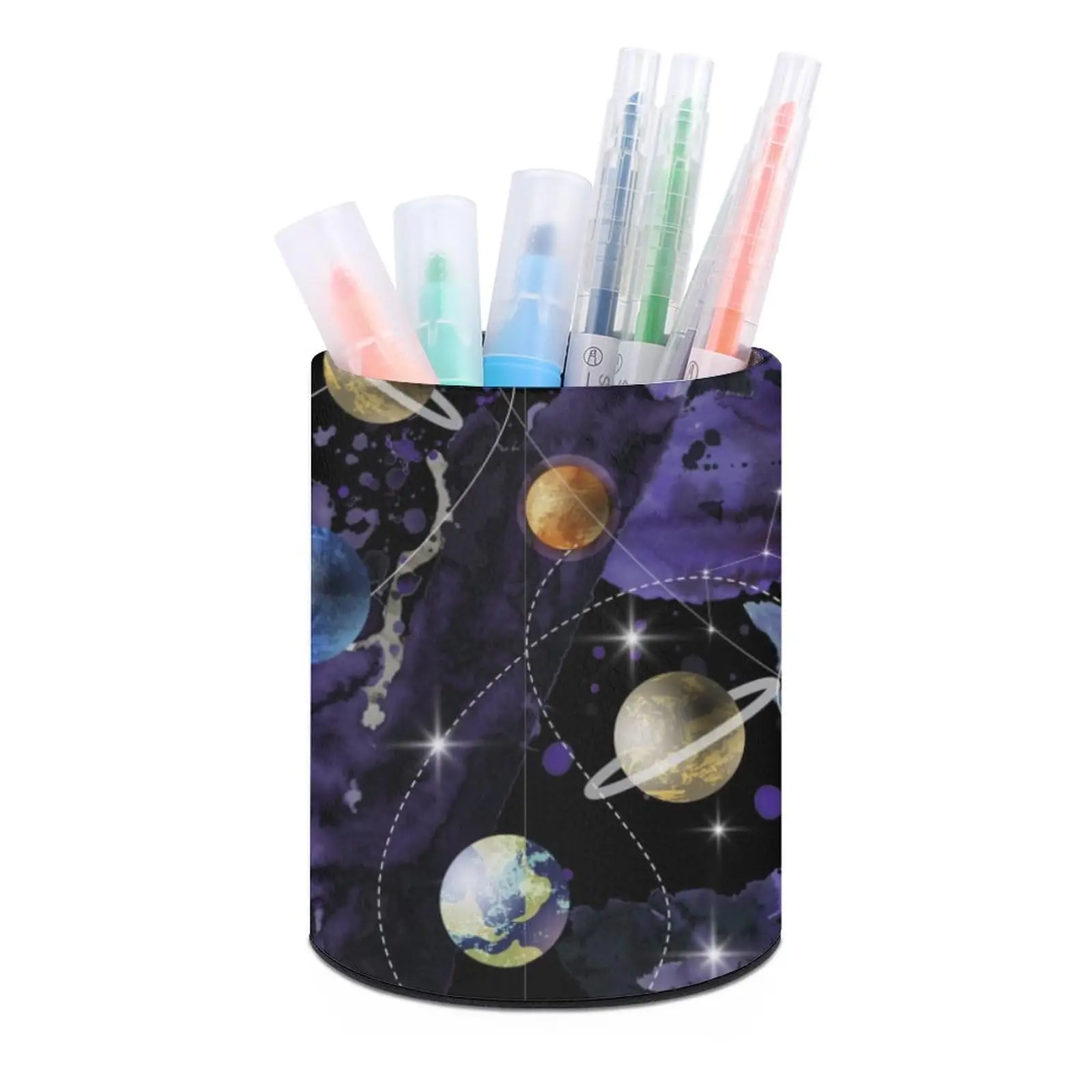Space Round Pen Holder PU Leather Pencil Cup Pen Stand Makeup Brush Holder Pen Organizer for Office Home Child Study Supplies
Space Round Pen Holder PU Leather Pencil Cup Pen Stand Makeup Brush Holder Pen Organizer for Office Home Child Study Supplies