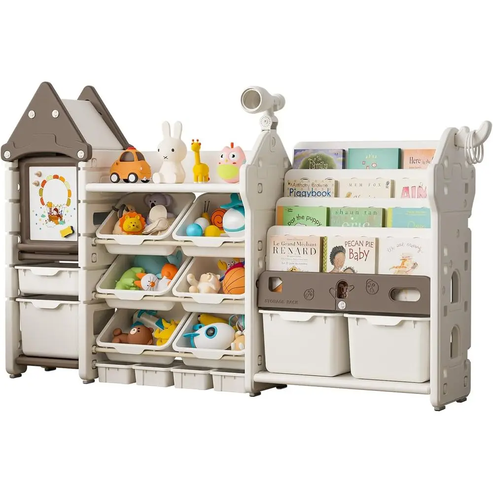 14-Bin Playroom Organizer and Bookcase, Toddler Storage Shel with Ding Board, Ideal for Nursery, Bedroom, and Playroom (Brown)
14-Bin Playroom Organizer and Bookcase, Toddler Storage Shel with Ding Board, Ideal for Nursery, Bedroom, and Playroom (Brown)
