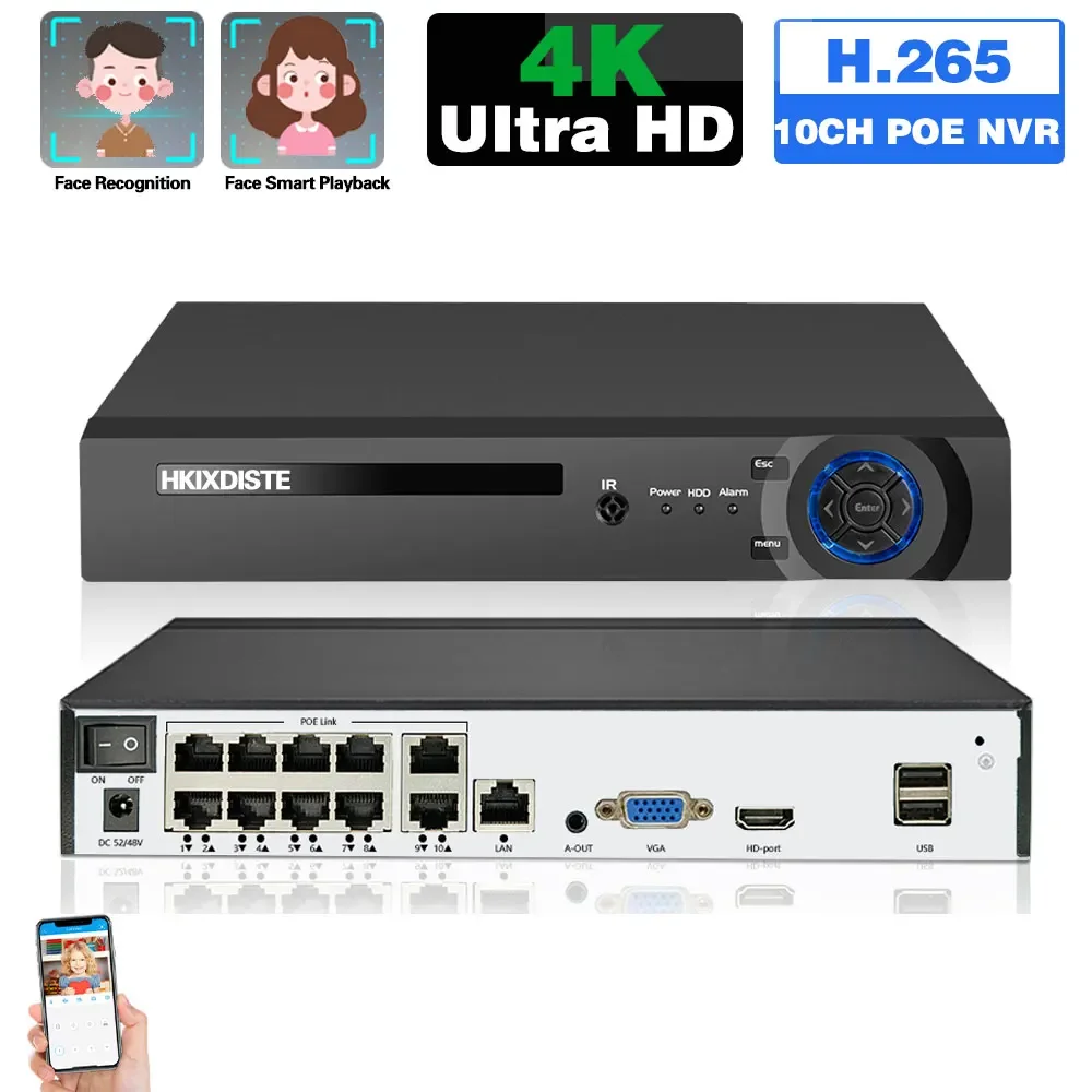 XMEYE 8 Channels NVR Security Camera System 4K 10CH POE NVR Surveillance Video Recorder 8MP CCTV Security Protection DVR H.265
XMEYE 8 Channels NVR Security Camera System 4K 10CH POE NVR Surveillance Video Recorder 8MP CCTV Security Protection DVR H.265