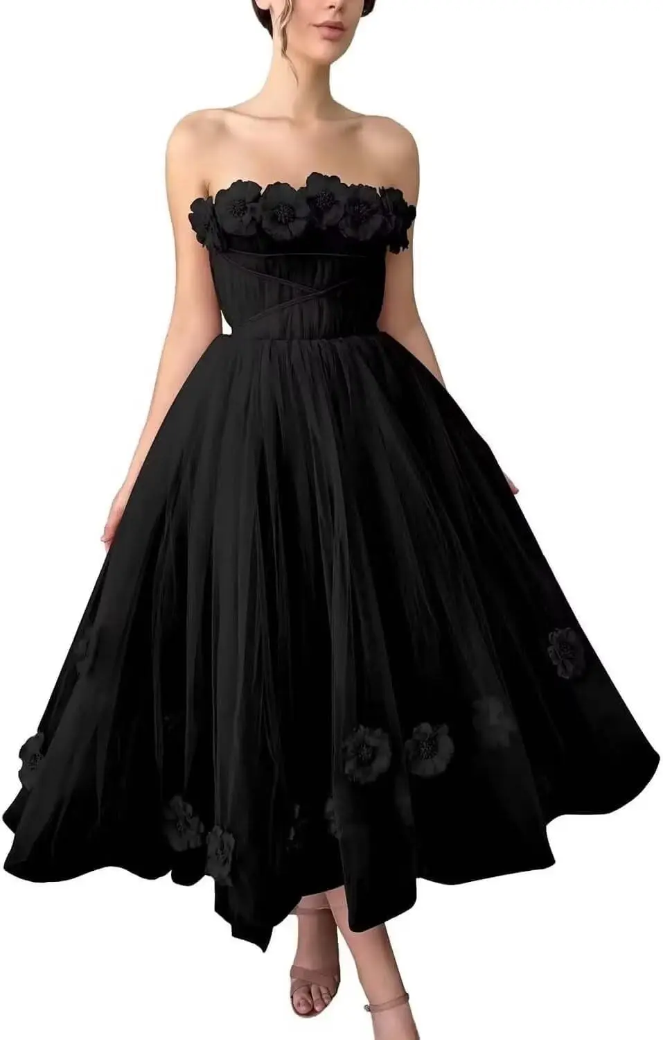 Женское платье для выпускного вечера с 3D цветочным принтом и открытыми плечами длиной до пола, вечернее платье из тюля без бретелек трапециевидной формы
Женское платье для выпускного вечера с 3D цветочным принтом и открытыми плечами длиной до пола, вечернее платье из тюля без бретелек трапециевидной формы