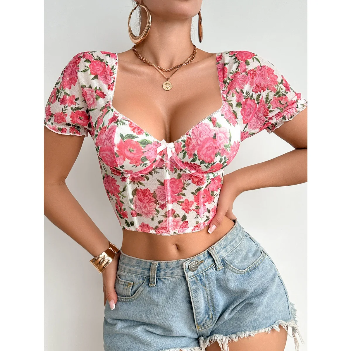 Vintage Print Bubble Short Sleeve Blouse Victorian Inspired Corset Vest Sexy Backless Boned Crop Top Women's Fashion Summer Tank
Vintage Print Bubble Short Sleeve Blouse Victorian Inspired Corset Vest Sexy Backless Boned Crop Top Women's Fashion Summer Tank