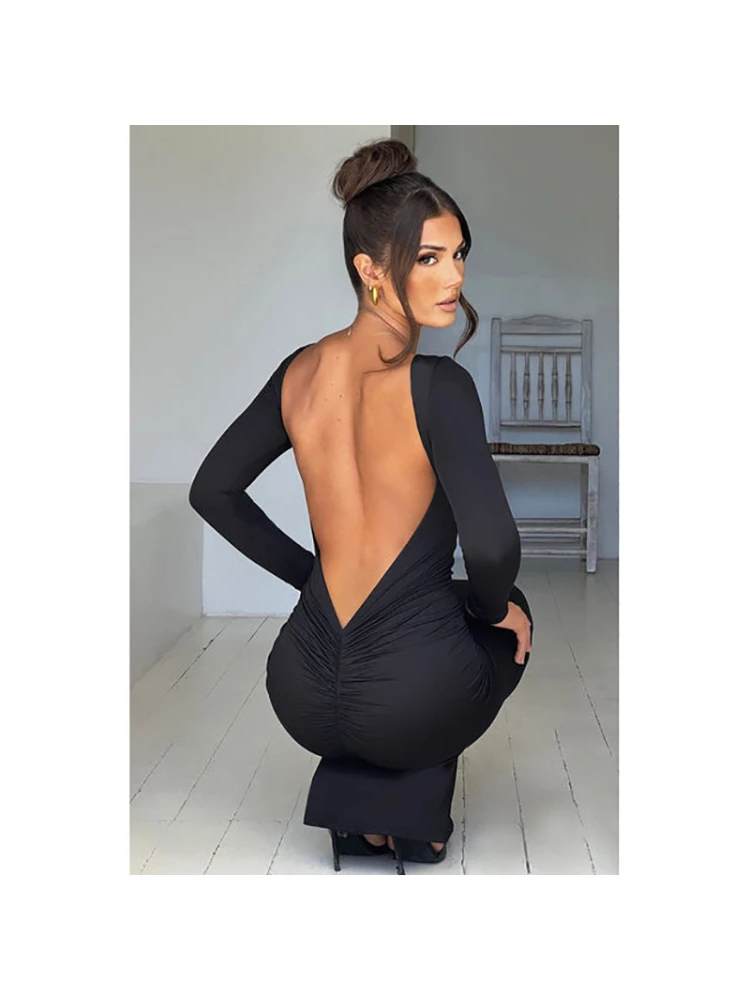 NEW Dress Solid Sexy Backless Women Elegant Elastic Slim Long dresses Female Bodycon Streetwear Clothing Slim fit long sleeved
NEW Dress Solid Sexy Backless Women Elegant Elastic Slim Long dresses Female Bodycon Streetwear Clothing Slim fit long sleeved