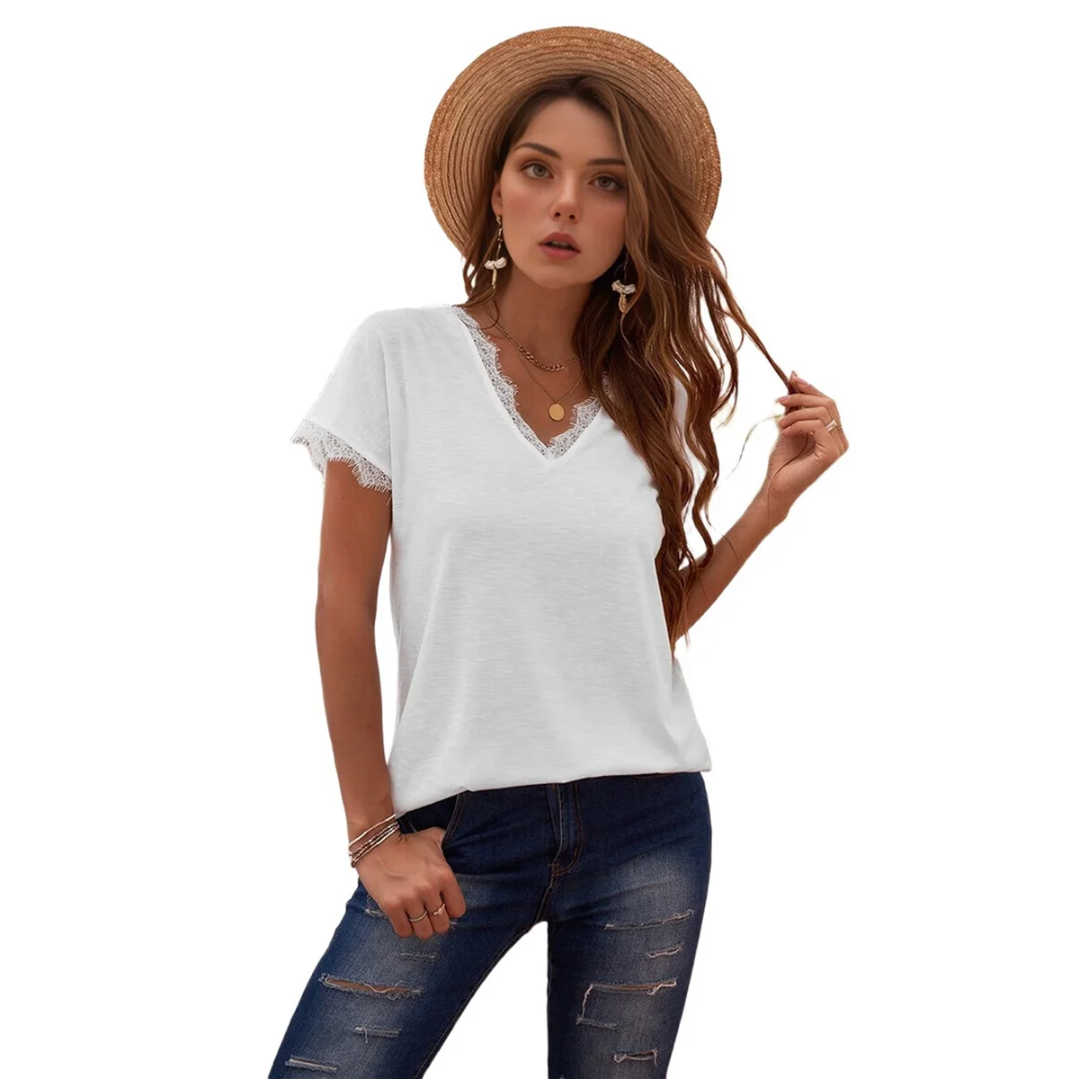 Women Tank Tops V Neck Short Sleeve Lace Blouse Casual Vest Summer Camisole Shirts White XXL
Women Tank Tops V Neck Short Sleeve Lace Blouse Casual Vest Summer Camisole Shirts White XXL