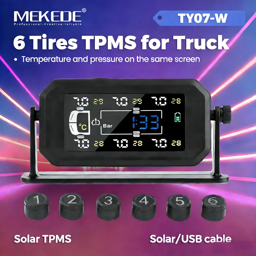 MEKEDE для грузовика, автомобиля, 6 шин, солнечный USB-кабель, внешний TPMS, мониторинг давления в шинах, дисплей, сигнализация, регулируемая поддержка на 360°
MEKEDE для грузовика, автомобиля, 6 шин, солнечный USB-кабель, внешний TPMS, мониторинг давления в шинах, дисплей, сигнализация, регулируемая поддержка на 360°