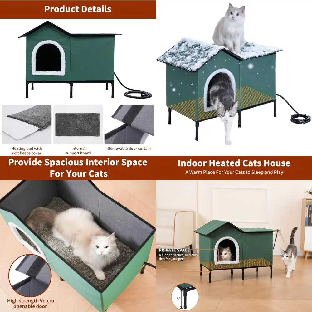Green Insulated Outdoor/Indoor Heated Cat Shelter with Bed Pad for Stray Cats (Large)
Green Insulated Outdoor/Indoor Heated Cat Shelter with Bed Pad for Stray Cats (Large)