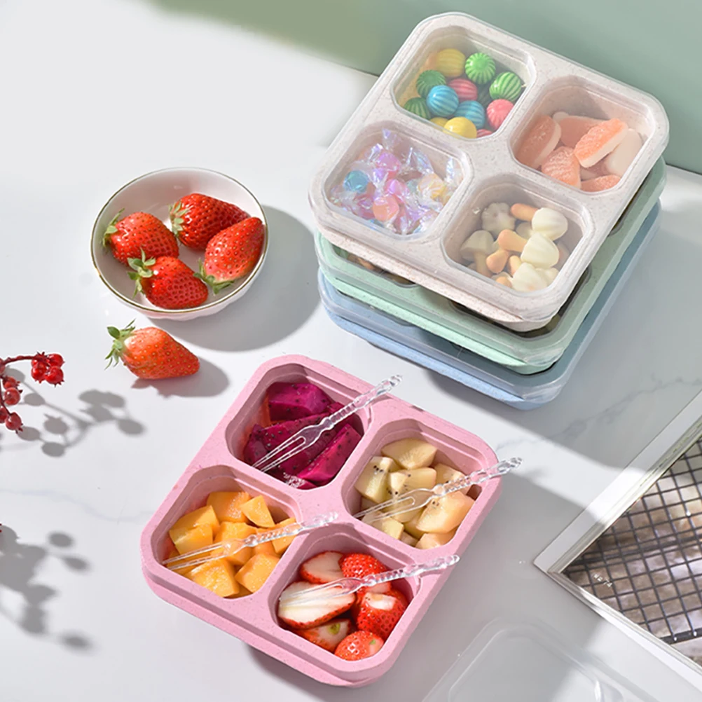 4pcs Four compartment Platter Reusable Fruit Snack Box Pink Beige Green Blue Large Capacity Easy Clean PP Material for Office
4pcs Four compartment Platter Reusable Fruit Snack Box Pink Beige Green Blue Large Capacity Easy Clean PP Material for Office