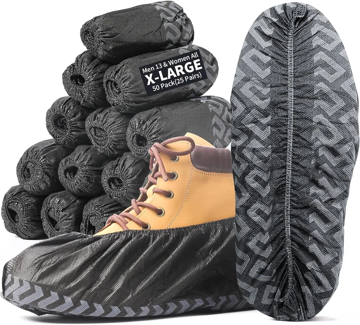 Extra Large 50 Pack Disposable Shoe Covers Non Slip Black Breathable Boot Covers for Indoors Fits Up to Size 13
Extra Large 50 Pack Disposable Shoe Covers Non Slip Black Breathable Boot Covers for Indoors Fits Up to Size 13