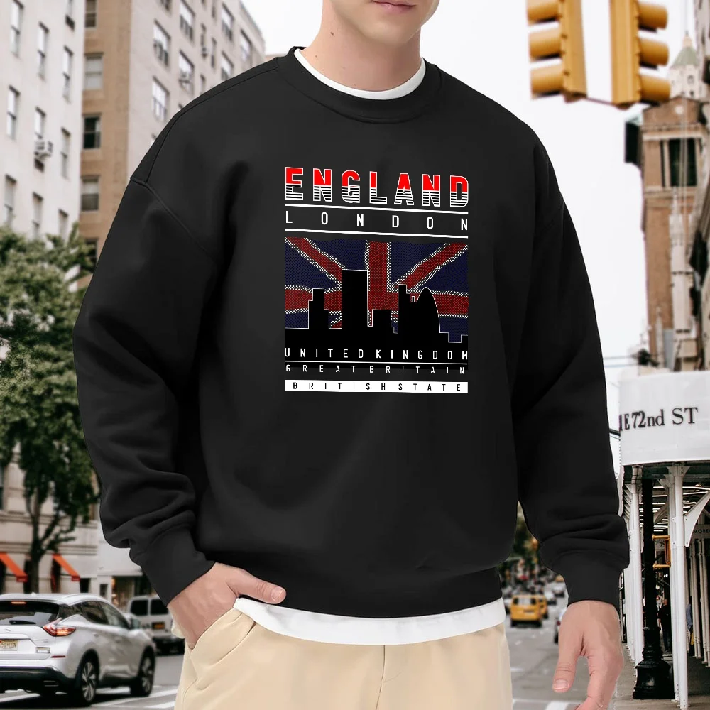 Men's Black Crew Neck Pullover Sweatshirt with London City Print, Loose Casual Top, Everyday Street Fashion, Comfortable, Breathable, Versatile Style
Men's Black Crew Neck Pullover Sweatshirt with London City Print, Loose Casual Top, Everyday Street Fashion, Comfortable, Breathable, Versatile Style