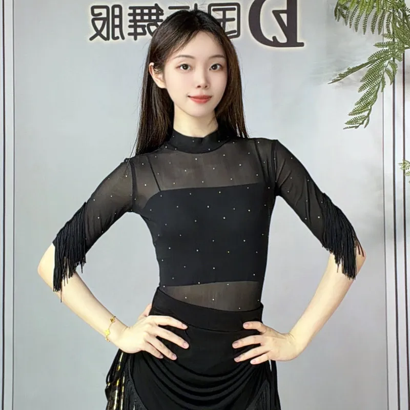 2026 New Latin Dance Tops For Women Mesh Tassel Sleeved Modern Dance Practice Clothes Samba Walrtz Chacha Latin Costumes XH4970
2026 New Latin Dance Tops For Women Mesh Tassel Sleeved Modern Dance Practice Clothes Samba Walrtz Chacha Latin Costumes XH4970