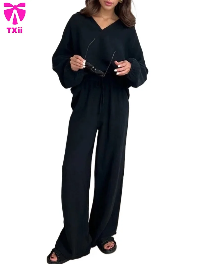 2024 autumn/winter women's two-piece casual long sleeved top, drawstring pants set, spring/autumn collar two-piece set
2024 autumn/winter women's two-piece casual long sleeved top, drawstring pants set, spring/autumn collar two-piece set