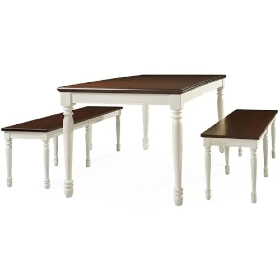Shelby 3-Piece Traditional Dining Table Set for 6 with 2 Wood Benches, Distressed White
Shelby 3-Piece Traditional Dining Table Set for 6 with 2 Wood Benches, Distressed White