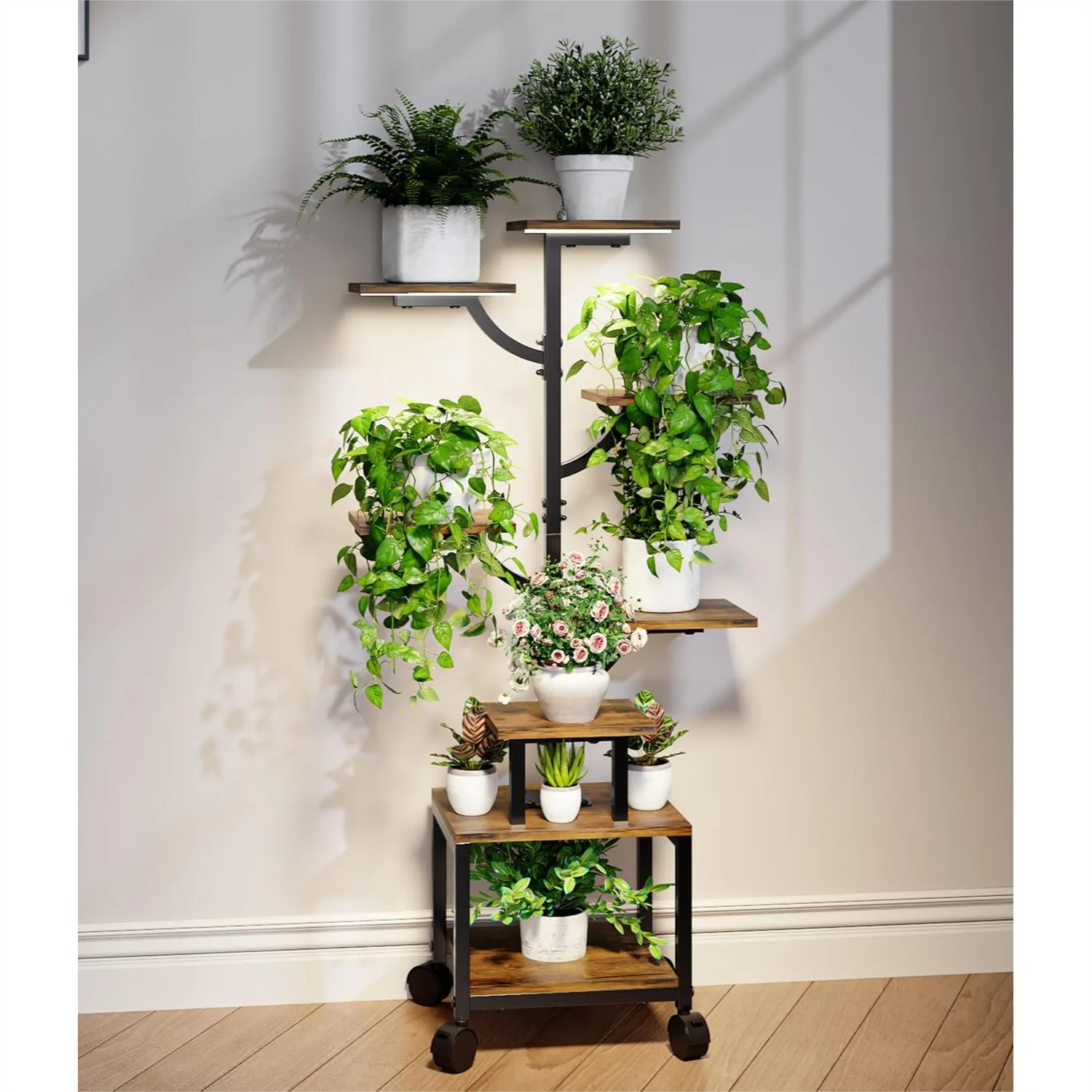 7-Tier Plant Stand Indoor with Grow Lights, Tall Metal and Wood Plant Shelf with Wheels, Rolling Flower Pot Holder Rack for Home
7-Tier Plant Stand Indoor with Grow Lights, Tall Metal and Wood Plant Shelf with Wheels, Rolling Flower Pot Holder Rack for Home
