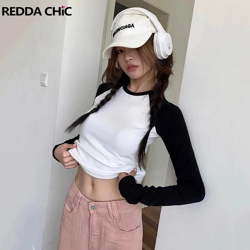 Осенняя футболка с контрастными длинными рукавами REDDACHiC, укороченный Топ реглан в рубчик, Повседневная Базовая модная Корейская уличная одежда Acubi с закругленными углами
Осенняя футболка с контрастными длинными рукавами REDDACHiC, укороченный Топ реглан в рубчик, Повседневная Базовая модная Корейская уличная одежда Acubi с закругленными углами