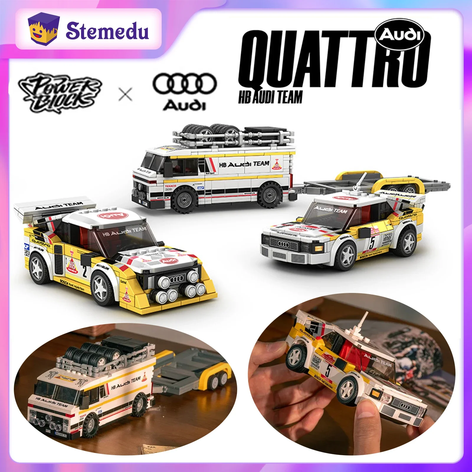1362pcs MOC Audi WRC Team 1:32 Building Blocks Sports Car Model PB8812 Technical Racing Car Assembling Collection Vehicle Toys
1362pcs MOC Audi WRC Team 1:32 Building Blocks Sports Car Model PB8812 Technical Racing Car Assembling Collection Vehicle Toys