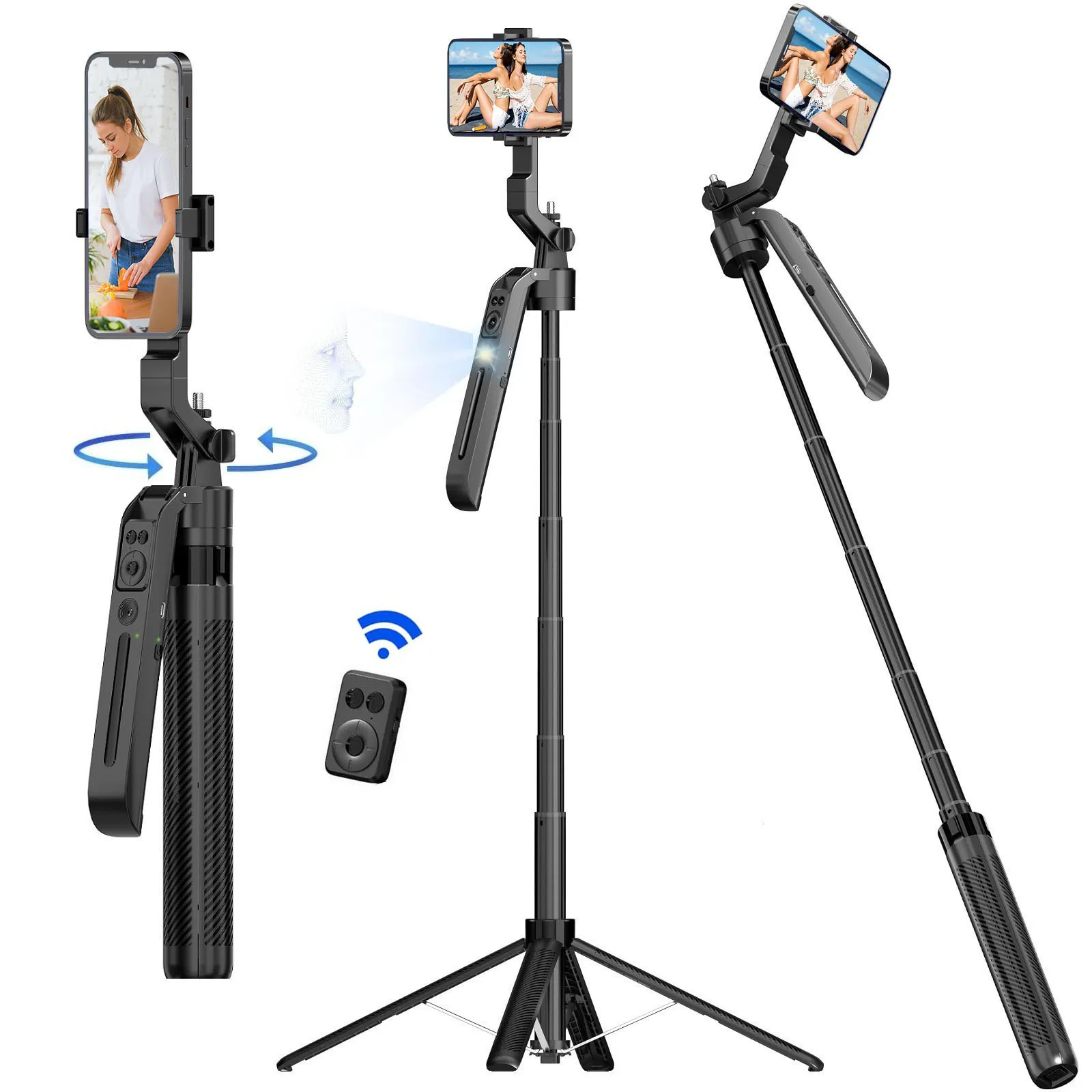 Auto Face Tracking Tripod 360° Rotation, 71" Smart Selfie Stick Tripod Tracking Phone Holder for iPhone Camera Video Recording
Auto Face Tracking Tripod 360° Rotation, 71" Smart Selfie Stick Tripod Tracking Phone Holder for iPhone Camera Video Recording