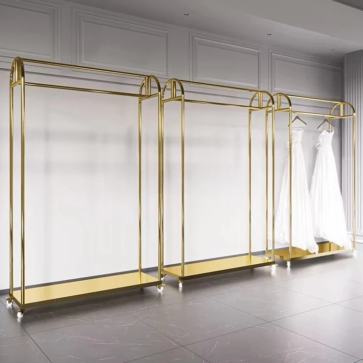 Modern clothing rack display rack boutique wedding dress display store with wheels
Modern clothing rack display rack boutique wedding dress display store with wheels