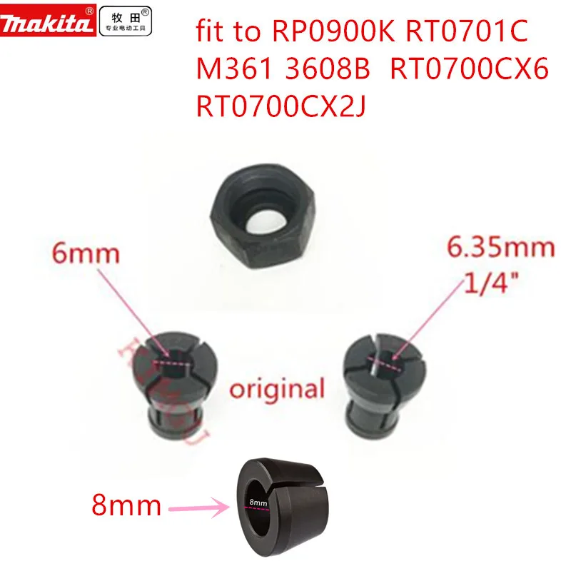 Collet for MAKITA 763637-1 1/4" 6.35mm 763615-1 763636-3 6mm RP0900K RT0701C M361 3608B EINHELL RT0700CX2J RT0702C router
Collet for MAKITA 763637-1 1/4" 6.35mm 763615-1 763636-3 6mm RP0900K RT0701C M361 3608B EINHELL RT0700CX2J RT0702C router